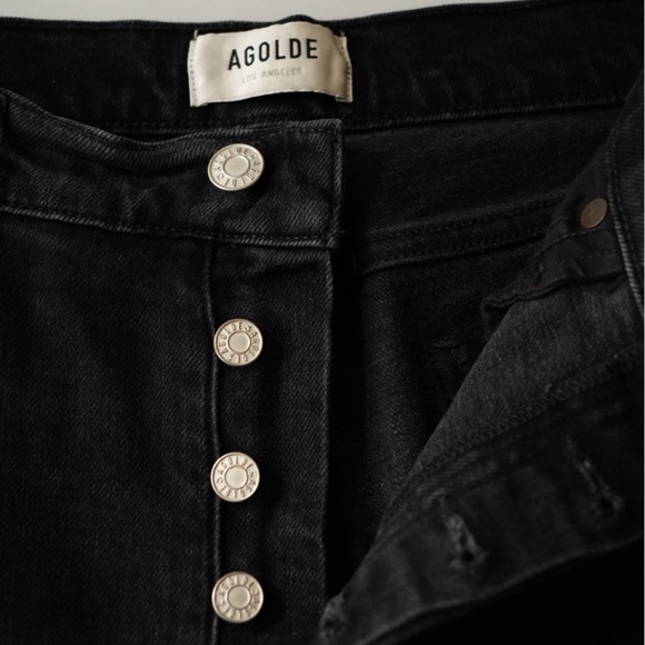 AGOLDE Nico Distressed Jeans High Rise Skinny Black Suburbia Size 27 - Picture 8 of 14